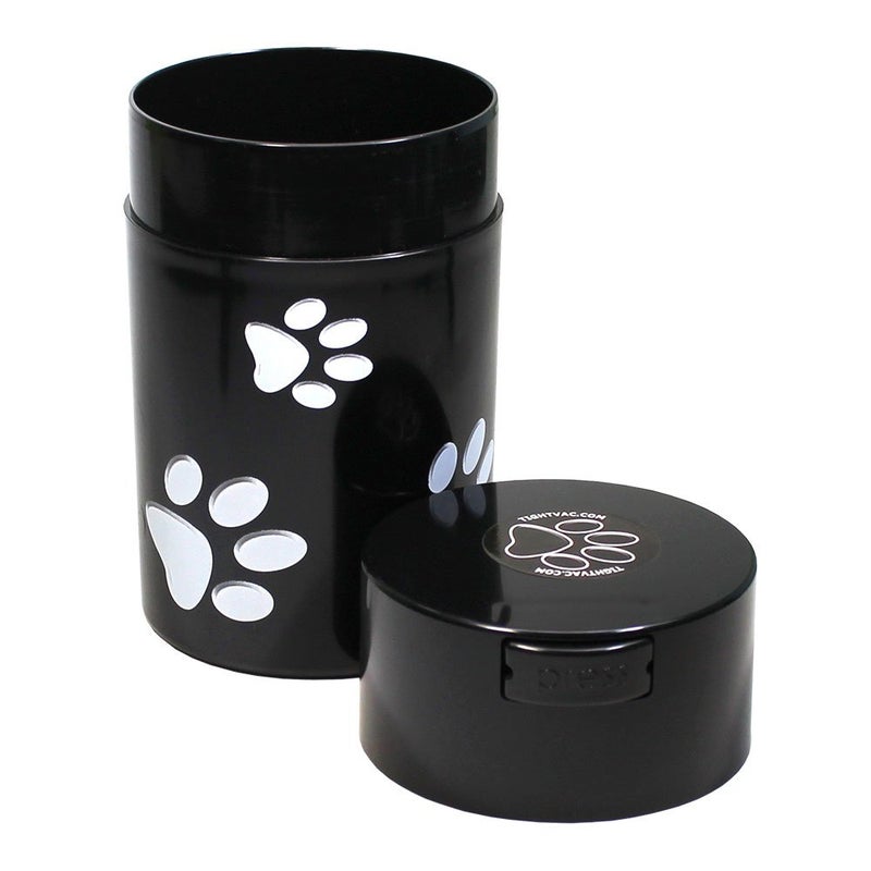 Tightpac America Pawvac 6 Ounce Vacuum Sealed Pet Food Storage Container; Black Cap & Body/White Paws, tv3 (TV3-SBKP) - Image 2